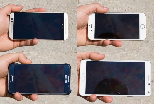 Outdoor-display-visibility-comparison.-HTC-One-M9-is-at-the-top-left-iPhone-6-at-top-right-S6-at-bottom-left-Note-4-at-bottom-right-2-1024x692