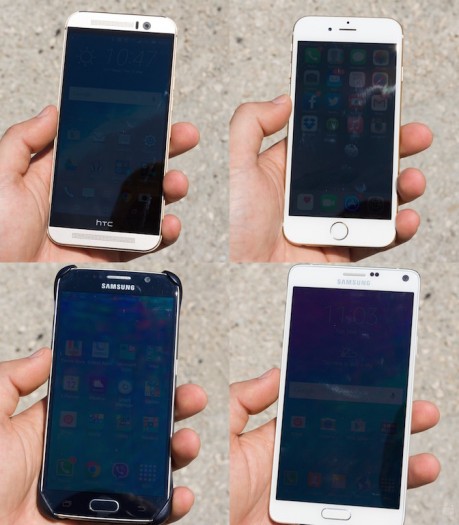 Outdoor-display-visibility-comparison.-HTC-One-M9-is-at-the-top-left-iPhone-6-at-top-right-S6-at-bottom-left-Note-4-at-bottom-right